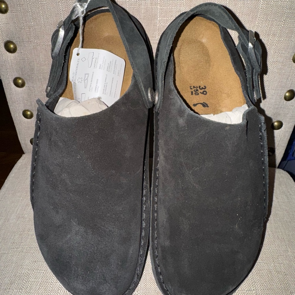 Birkenstock Black Slip-Ons with Soft Suede Material